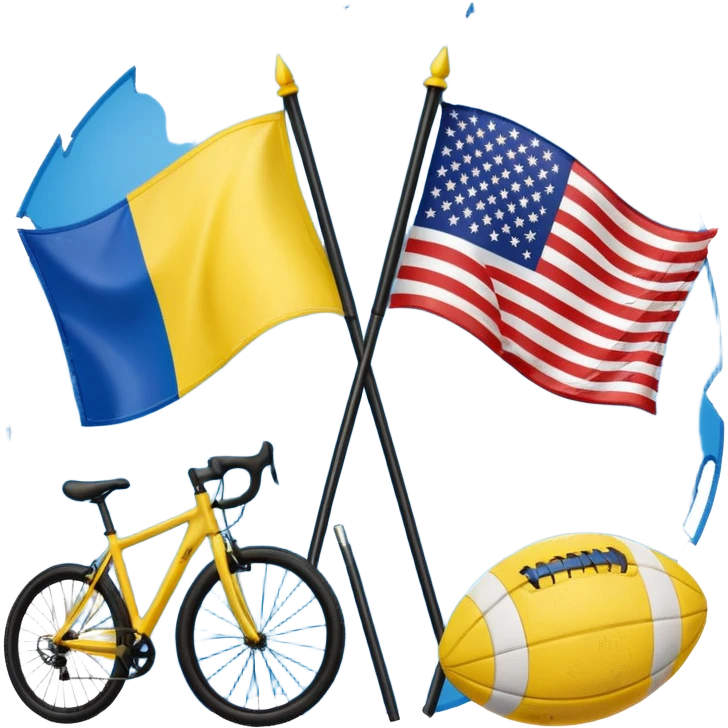 usa and ukraine flags together, sport equipment under emoji