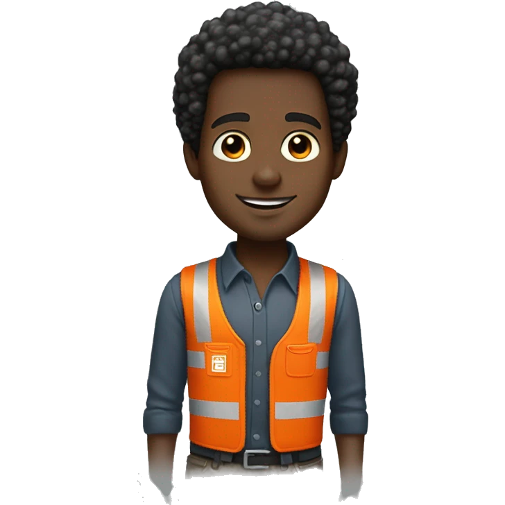 Black Male with Small Afro from Home Depot wearing orange pro loader vest pushing orange home depot carts emoji