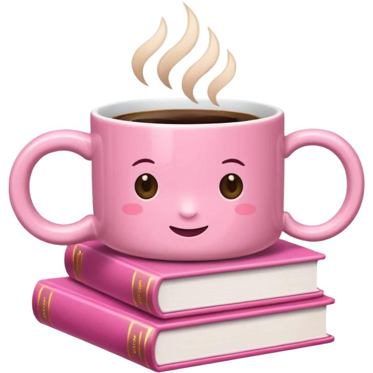 Pink Books and Cute Coffee  emoji