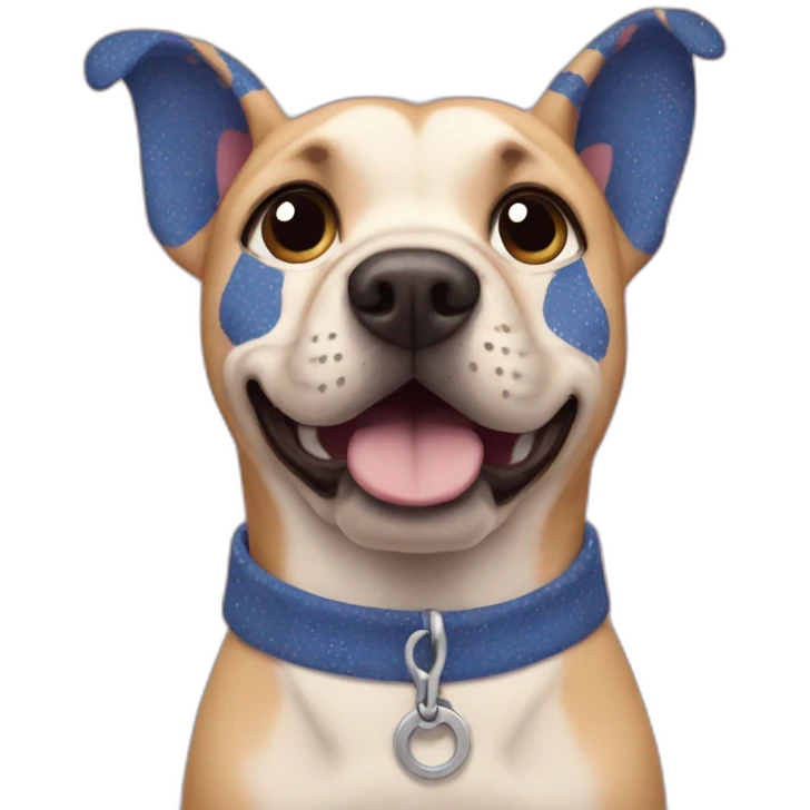Dog with a indigo pattern of Patrick star emoji
