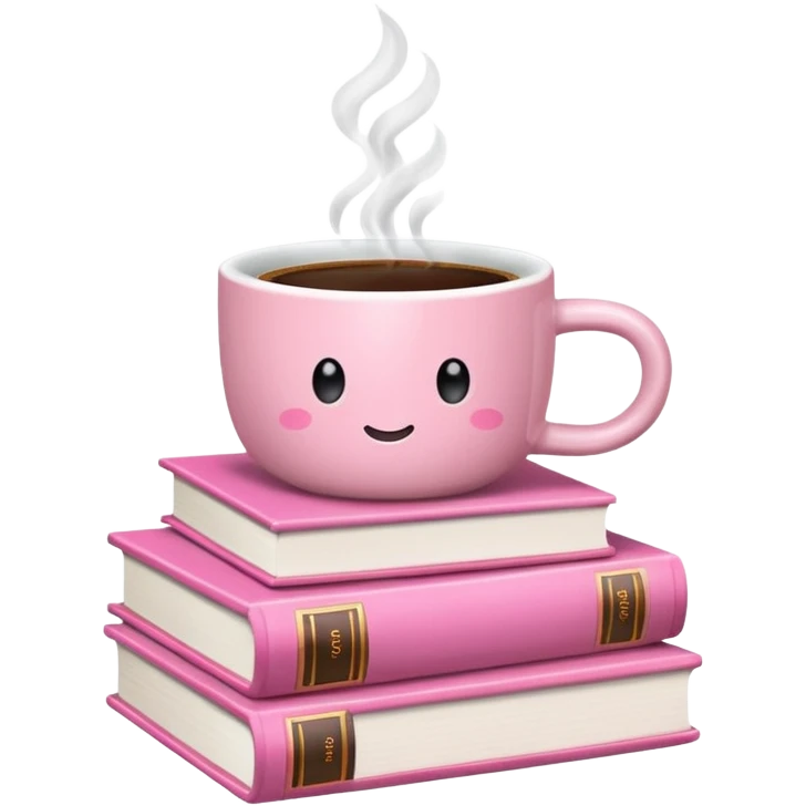 Pink Books and Cute Coffee  emoji