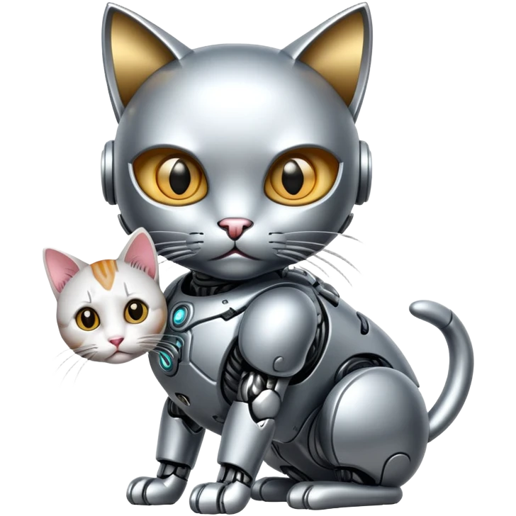 Cyborg with tiny cat emoji