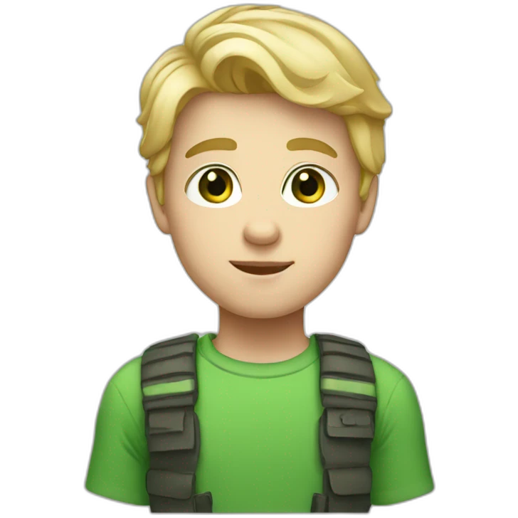 boy with blond hair, bright skin, green eyes emoji