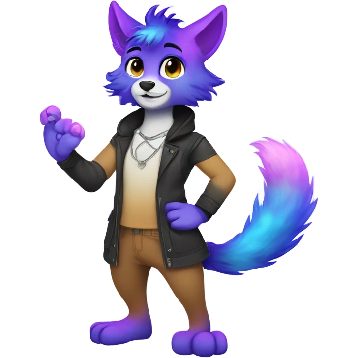 gradient-Sparkle-nebula-fursona anthropomorphic furry full body emoji