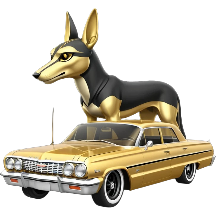 Hot rod custom 1964 impala low rider four door Anubis painted hood  emoji