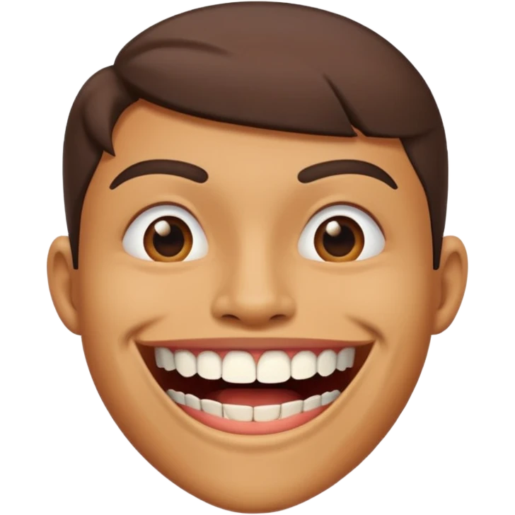 Smiling with teeth out and the teeth cover mouth and is sharp like triangles emoji