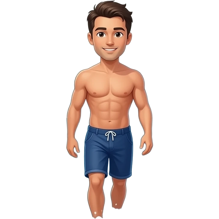 A naked man wading in the sea emoji