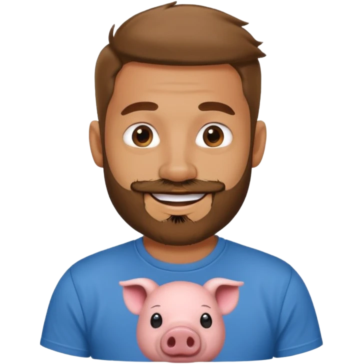 mischevious devil guy thats not scary, just a t-shirt with a beard and a pig nose emoji