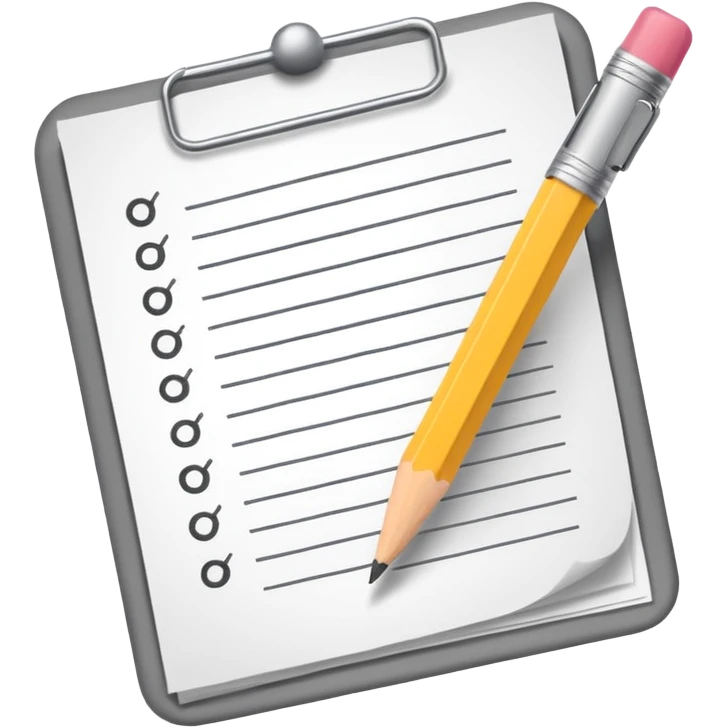 multiple choice test paper with a pencil emoji