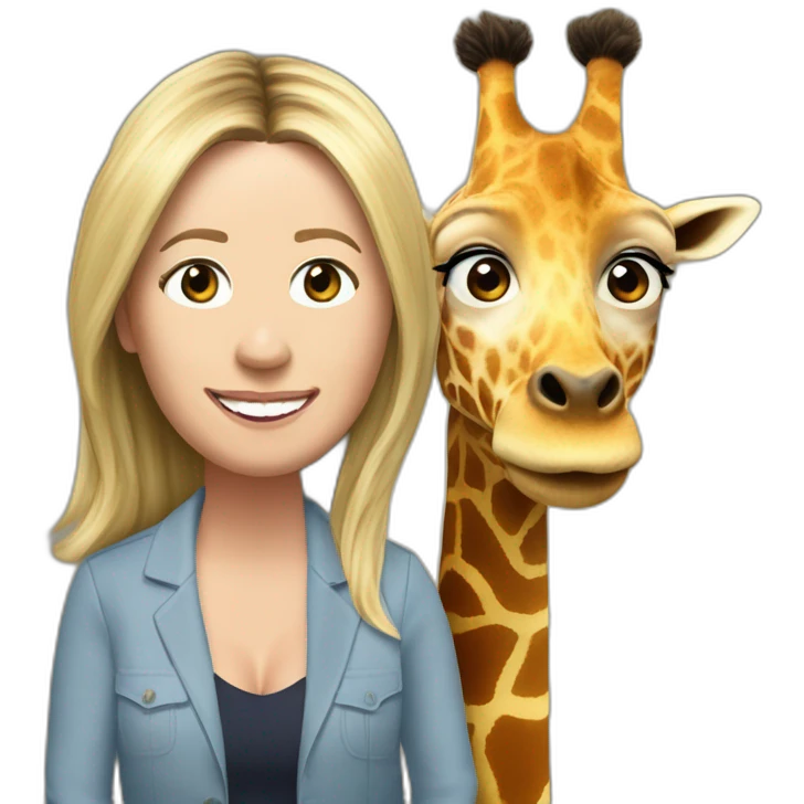 Victoria Coren-Mitchell and Phil Mitchell riding a giraffe emoji