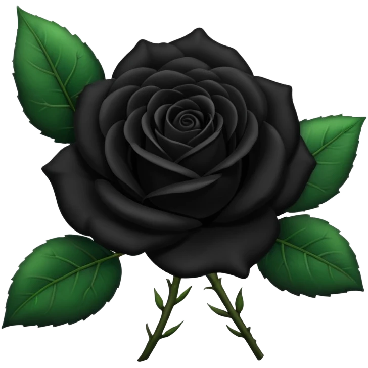 Rosa negra con hojas verdes emoji