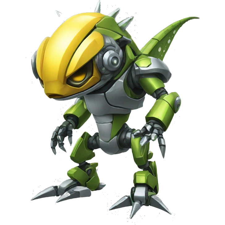 a futuristic mechanical spiky Medabot-lizard full body emoji