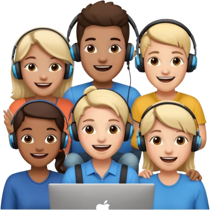 Personas reunidas charlando entre amigos en videoconferencia emoji