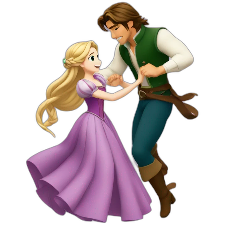 Rapunzel and Flynn Rider dancing anime style emoji | AI Emoji Generator