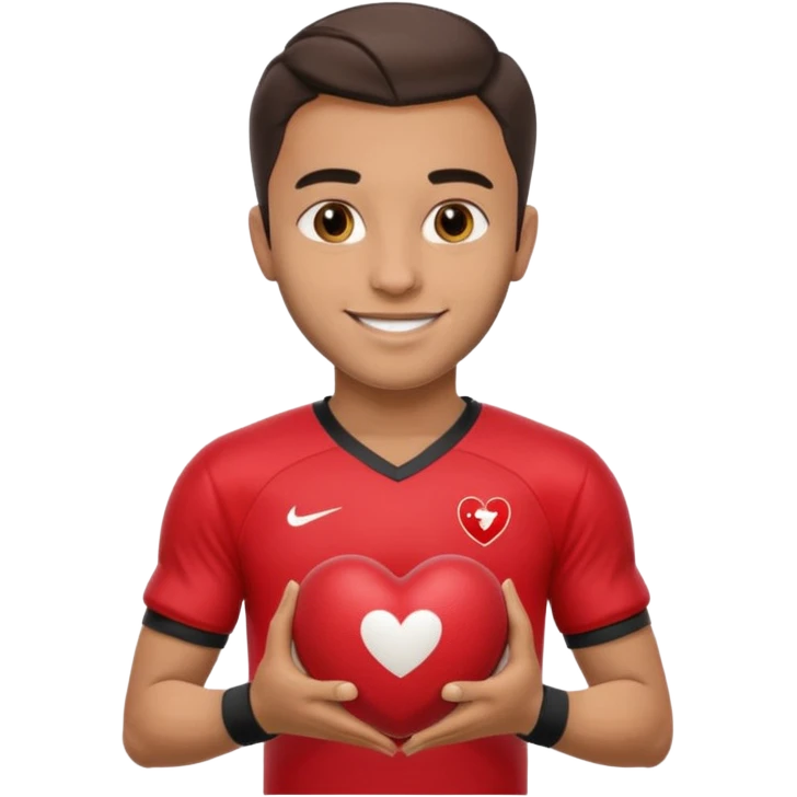 عکس سعید عزالهی بازیکن فوتبال ، که یک توپ  فوتبال مدل قلب دستشه emoji