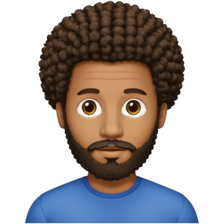 Medium brown skin man with beard and a curly small Afro fade emoji