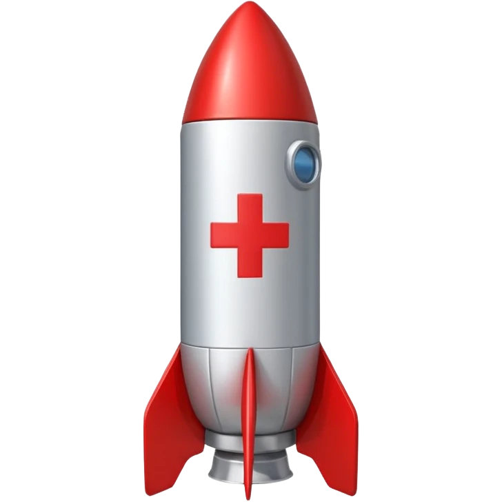 a rocket with a red cross on it emoji
