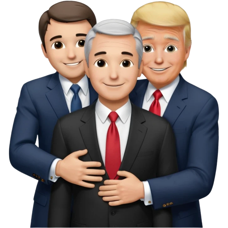 Charlie kirk, donald trump and jeffrey epstein hugging happily emoji