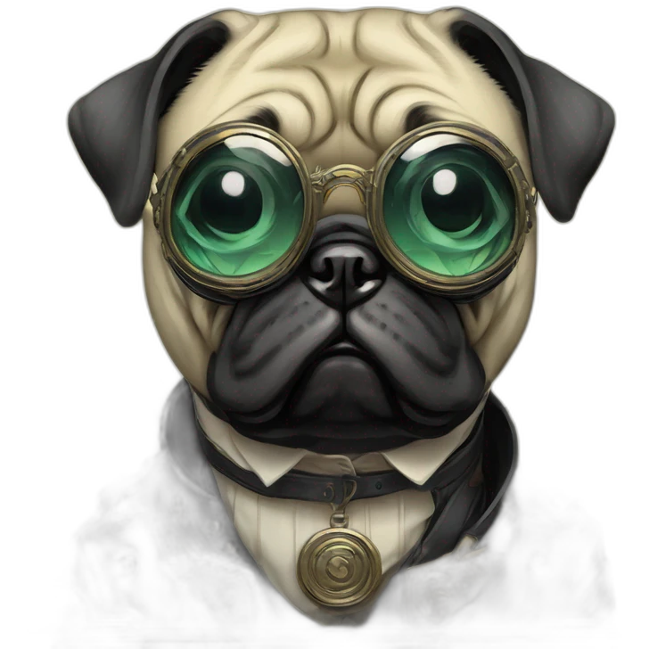 A cyberpunk pug in Art Nouveau style during 1910 emoji
