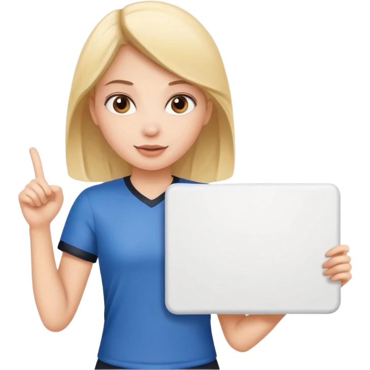 A girl sports fan holding a large blank sign emoji