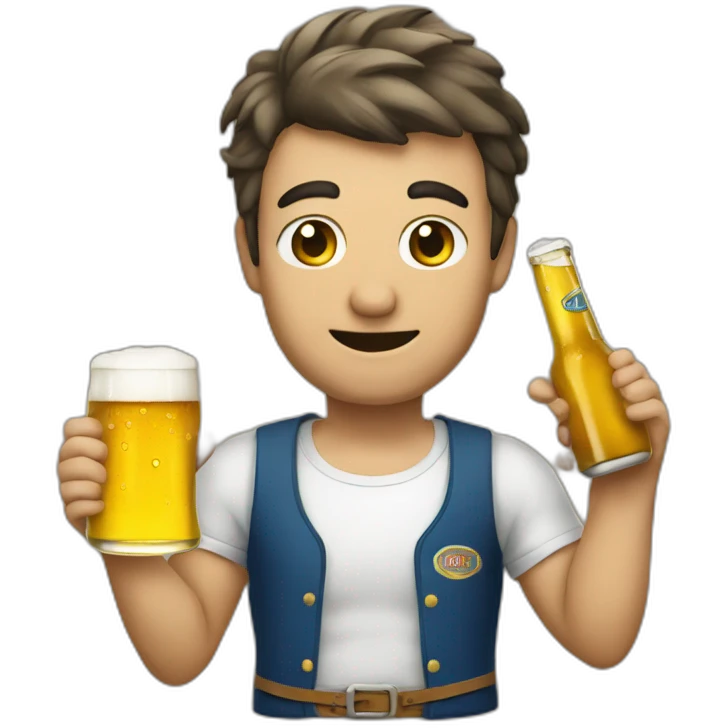 Michou with a beer emoji