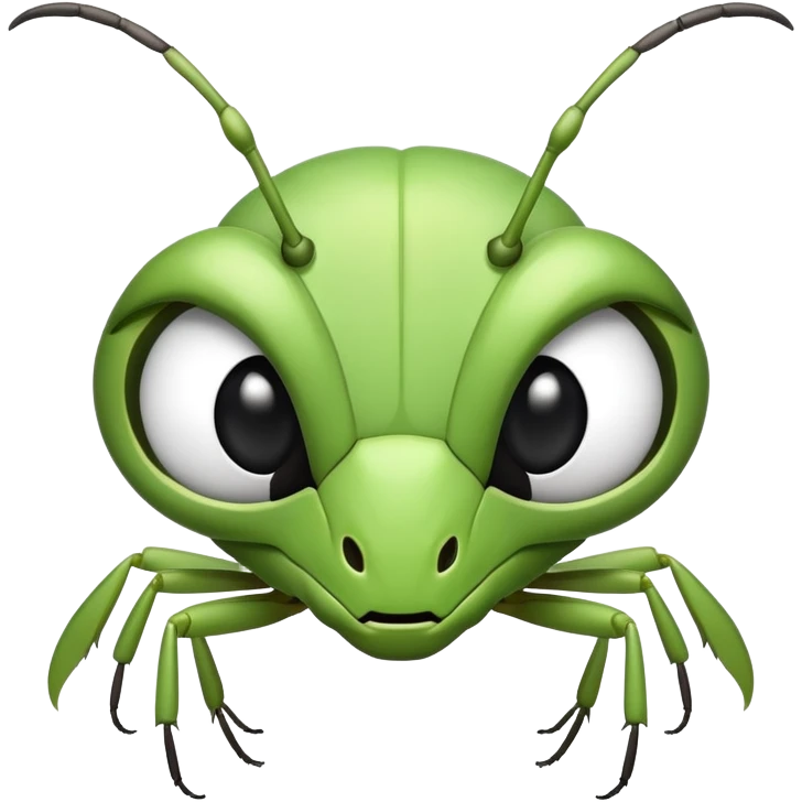 White mantis face with black eyes emoji