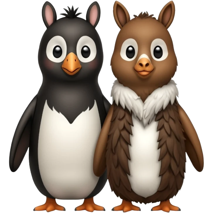 Penguin hugging tall llama emoji