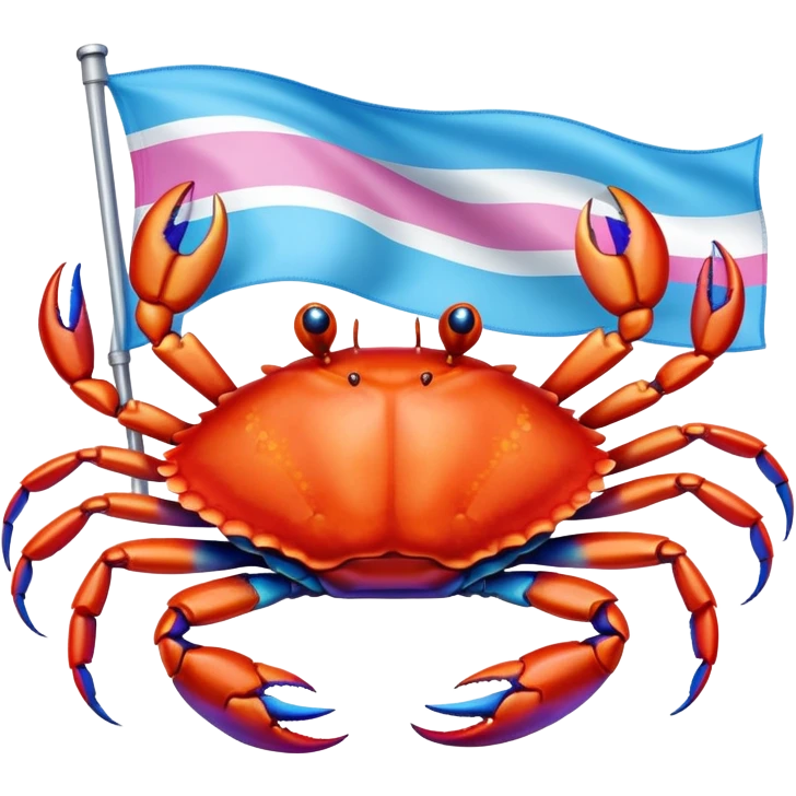 Crab wearing trans flag  emoji