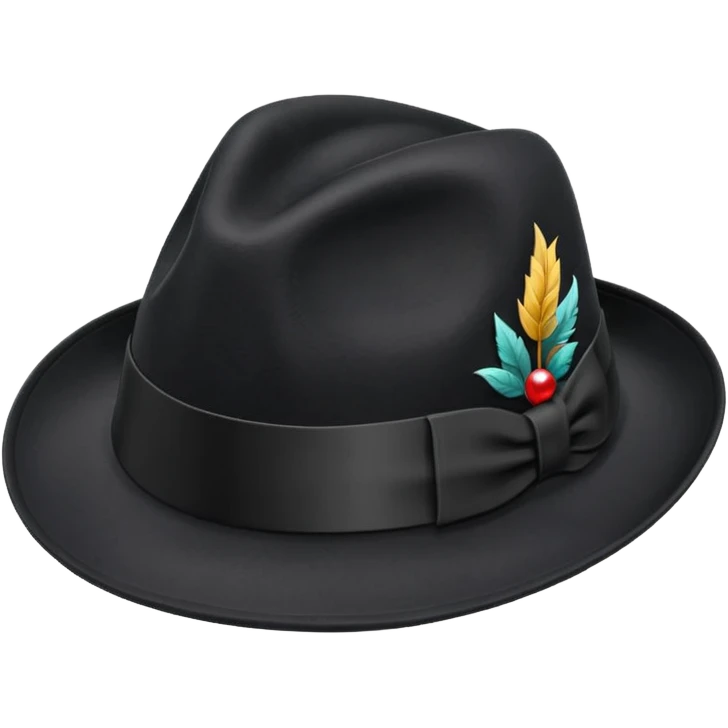 fedora, isolated, transparent background, black emoji