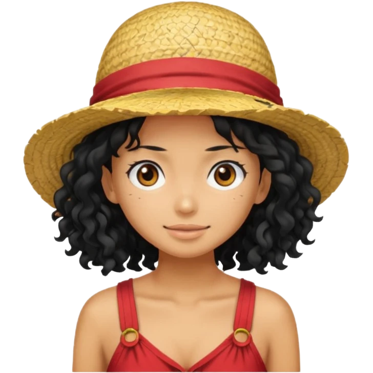 a woman with Luffy hat and have long curly hair emoji
