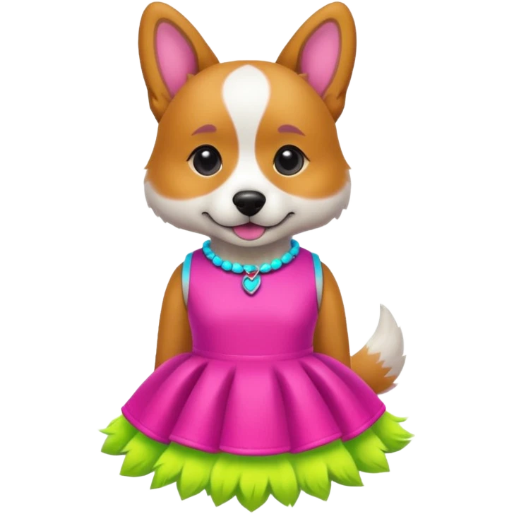 DOG wearring neon fashion dress emoji