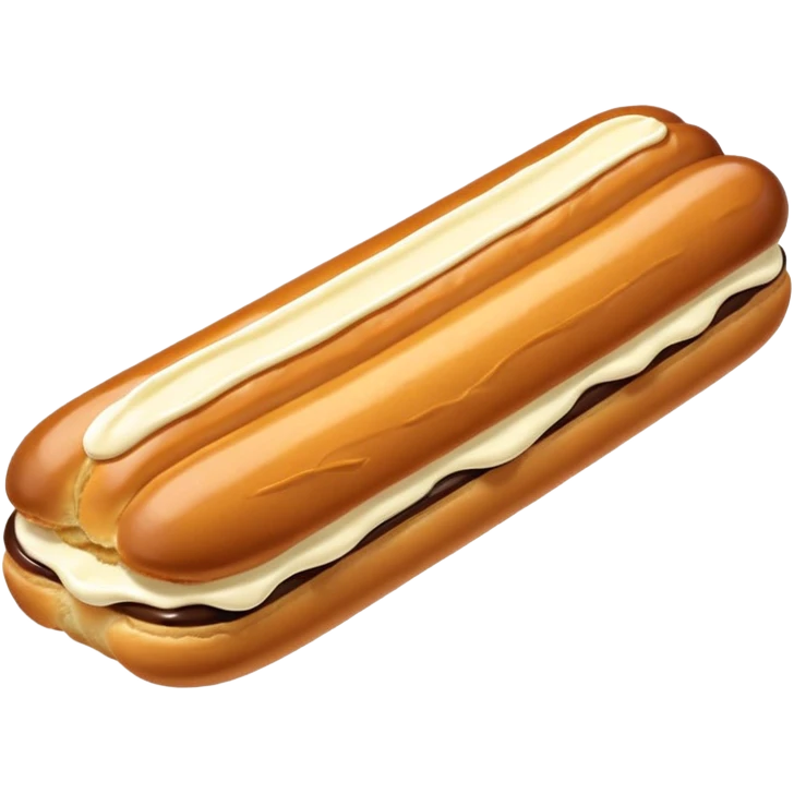 dairy-filled eclair with cream showing, simple, clear emoji