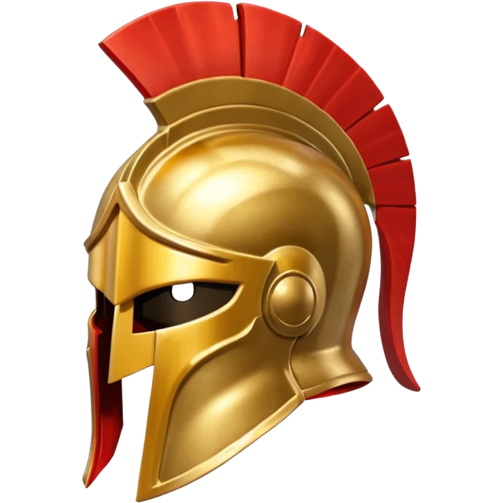 Side view of a gold Spartan helment with a red crest emoji