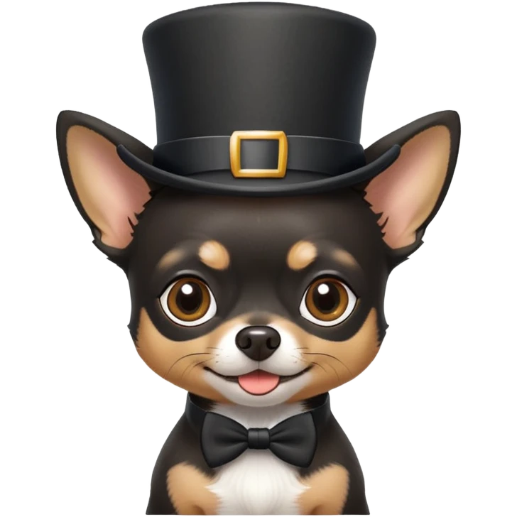 black chihuahua wearing a top hat emoji