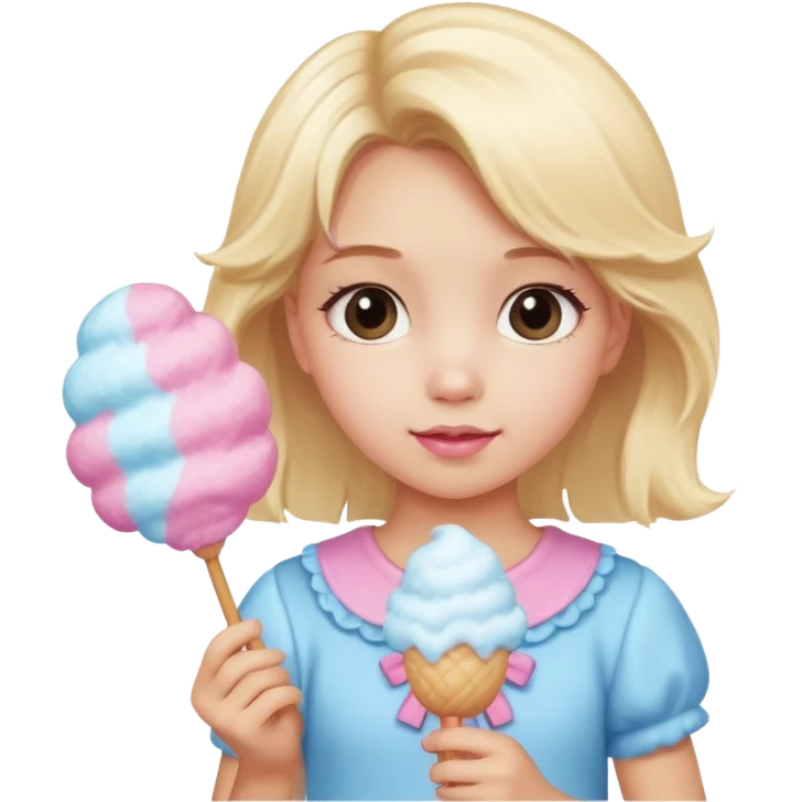 cotton candy holding blonde girl kid emoji