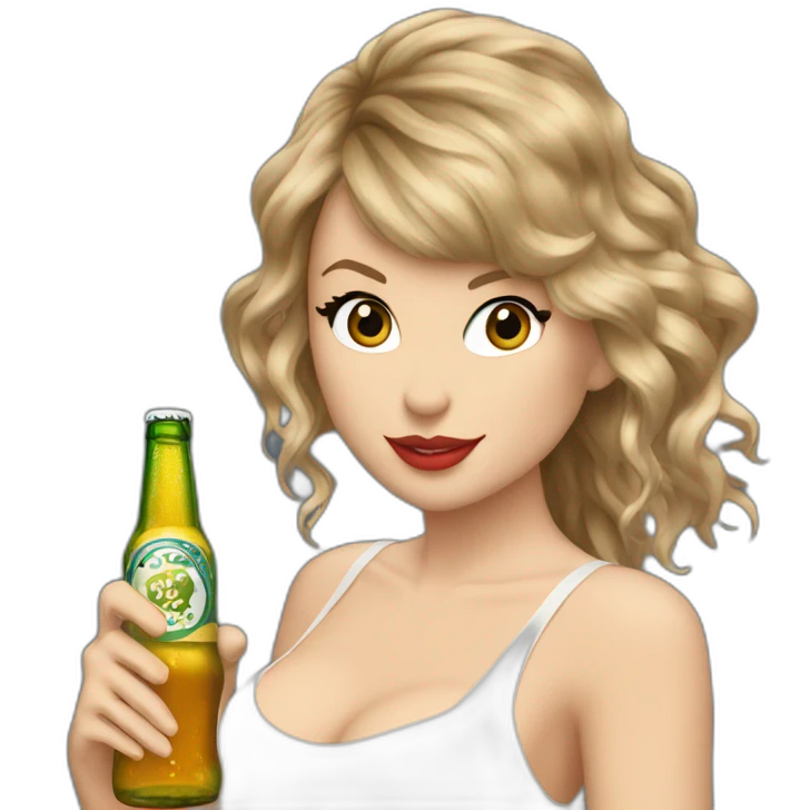 Taylor swift with a beer bottle emoji