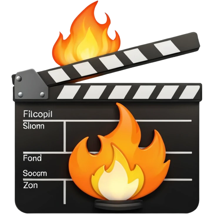 clapperboard with a flame inside emoji
