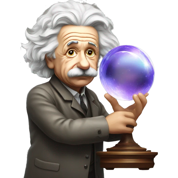 Albert Einstein with crystal ball emoji