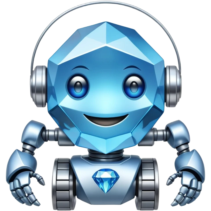 smiling robot and a large blue diamond emoji