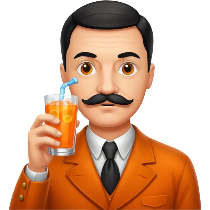 Hitler mustache drinking Fanta emoji
