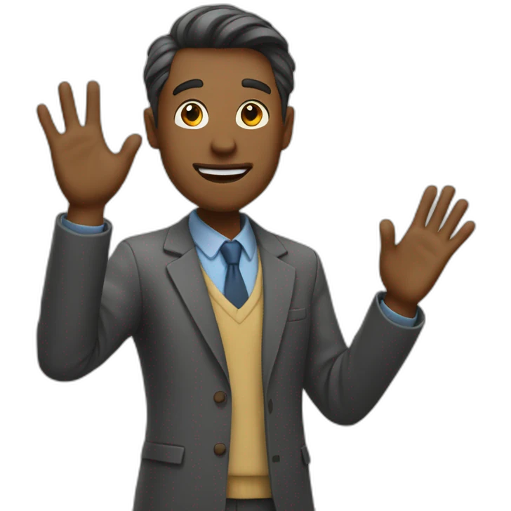 man waving to class emoji