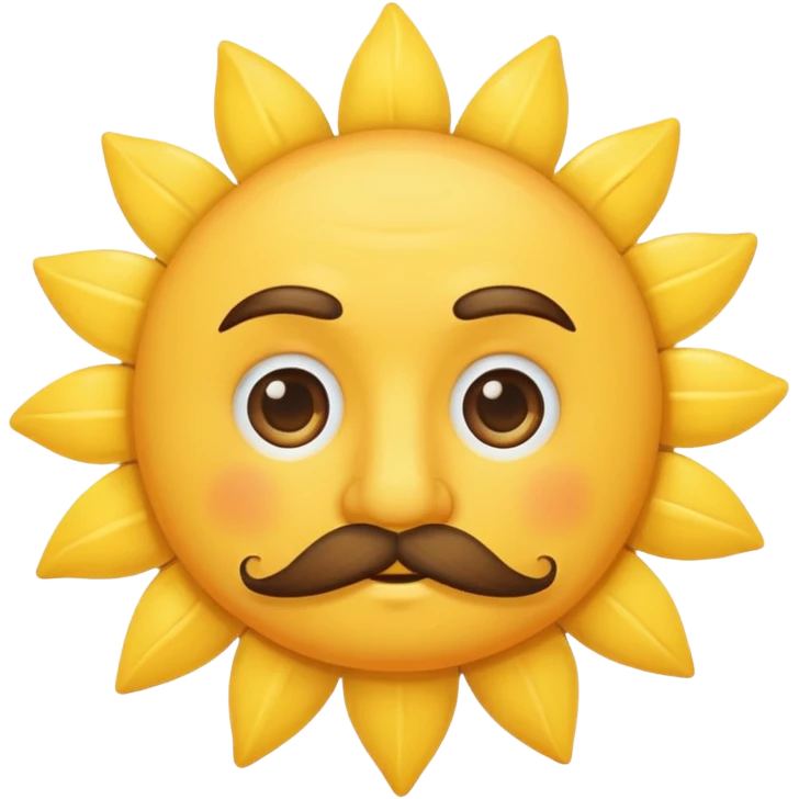 sun with mustache with no smile no brows emoji
