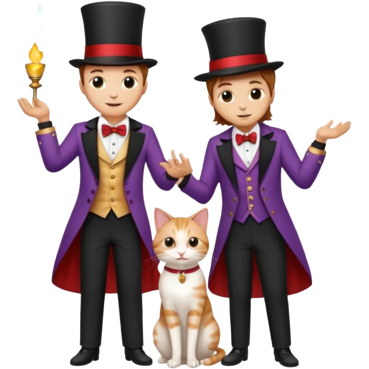magician couple and their pet cat emoji