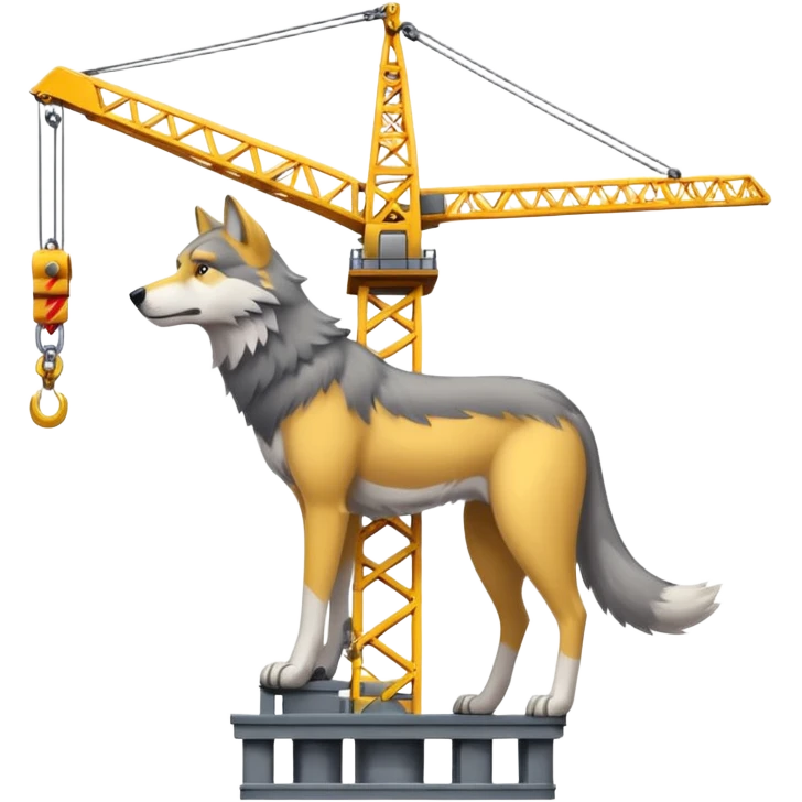  gray wolf rides on a tower crane emoji