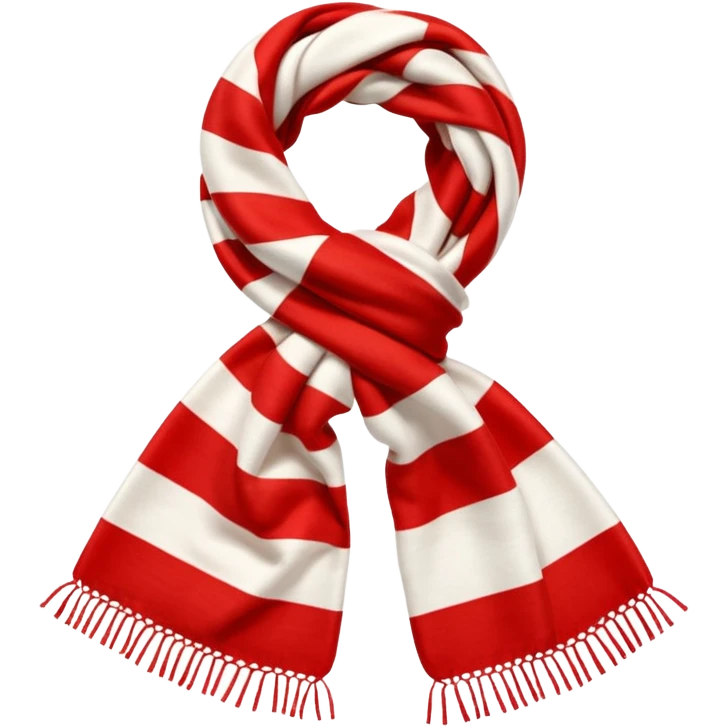 Realistic white and red horizontally thick-striped gradients winter scarf isolated. emoji