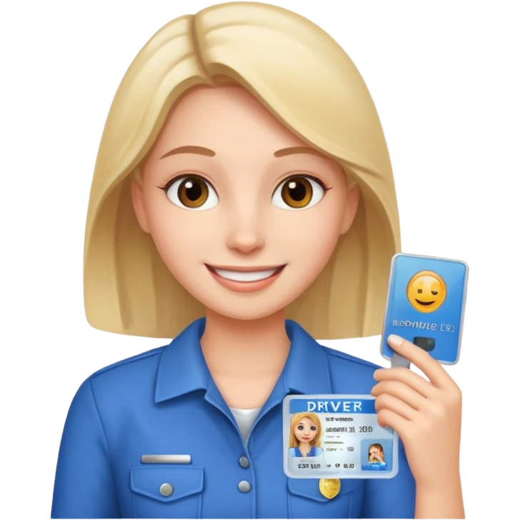 girl holding a drivers license emoji