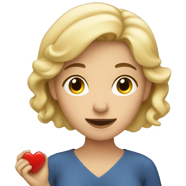A European blonde woman holds her heart in her hands emoji