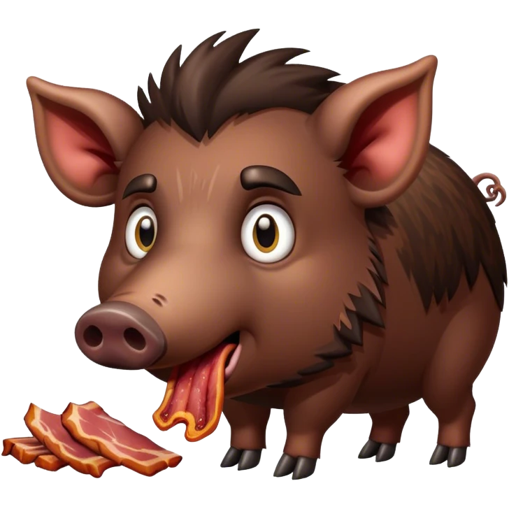 wild boar afraid of cooked bacon emoji