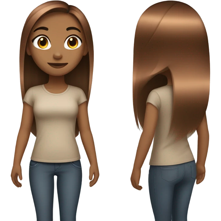 blasian girl with copper straight shoulder lenght hair. emoji