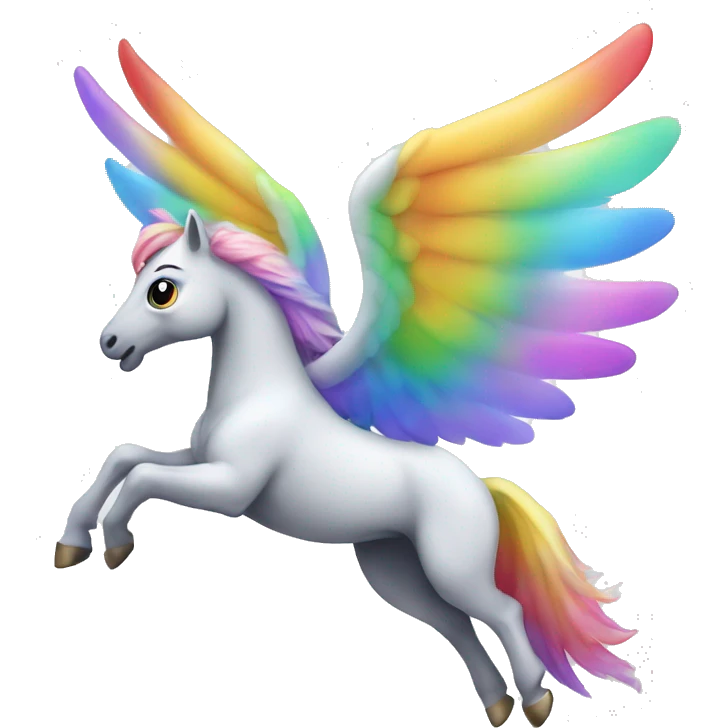 flying Pegasus with shimmering rainbow wings. emoji